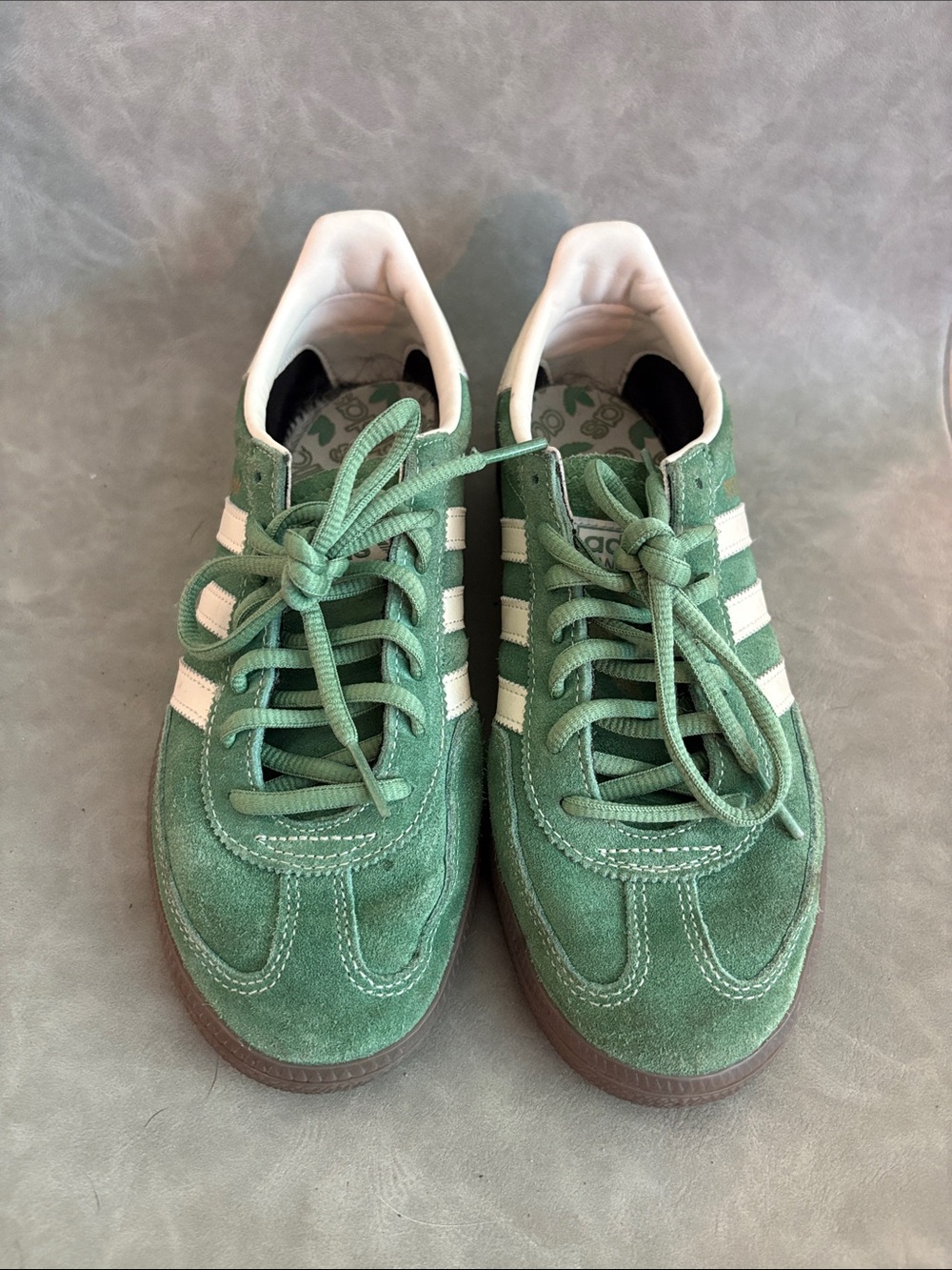 adidas Green Suede Sneakers with White Stripes